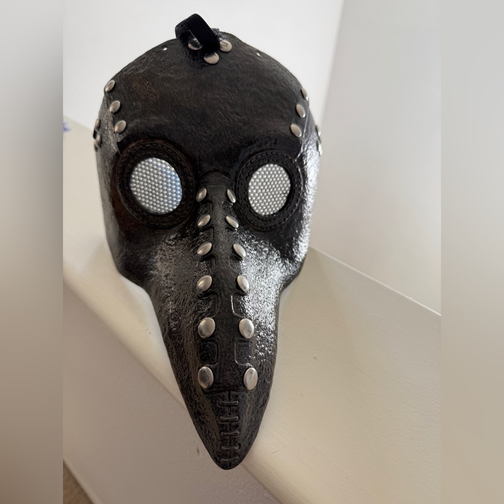 Black Plague Doctor Mask with Silver Accents